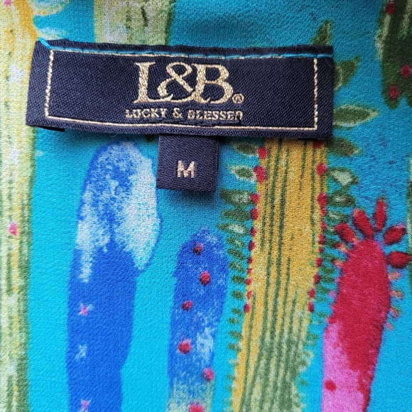 Lucky and Blessed Cactus Print Kimono, VGUC, Size M - Picture 5 of 7